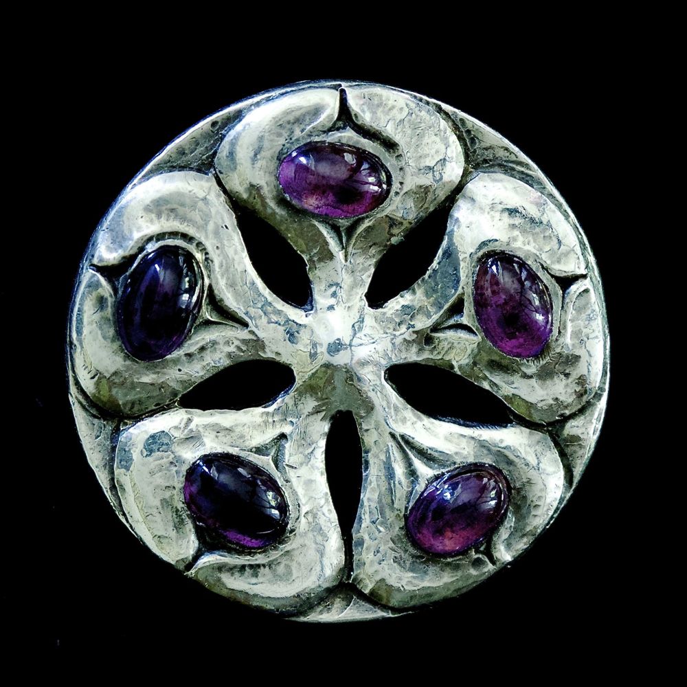 Birmingham Guild of Handicraft, silver and amethyst brooch.