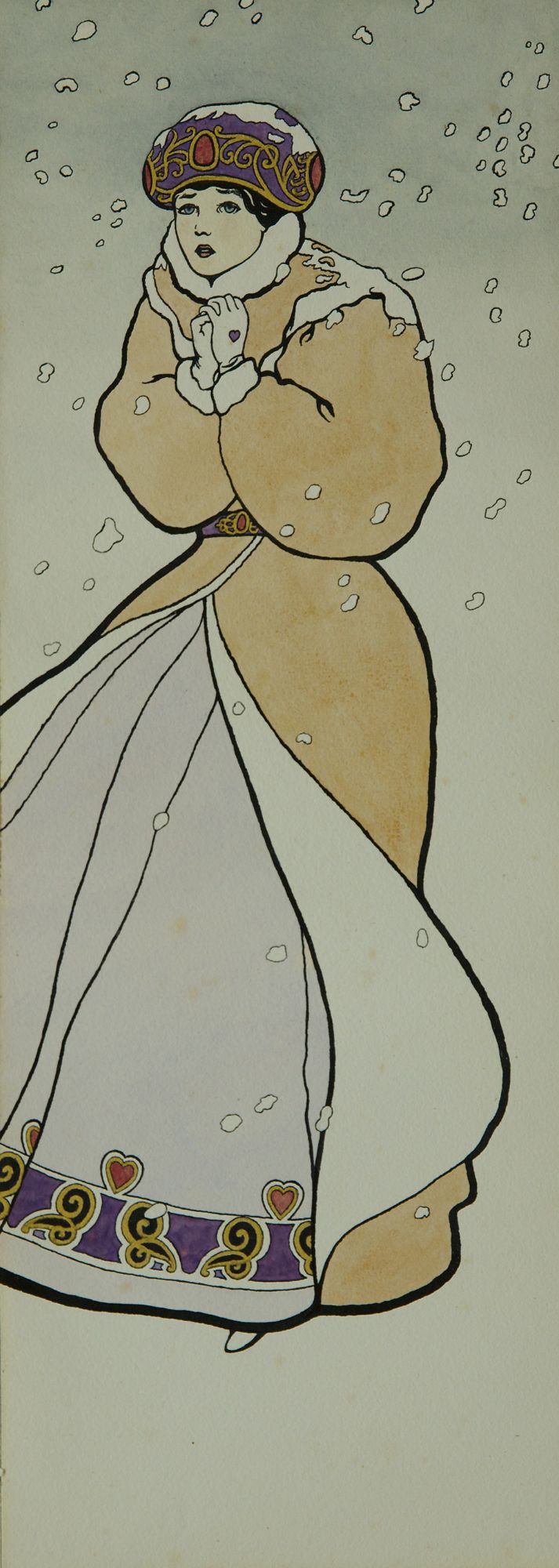 Winter, pen and ink watercolour